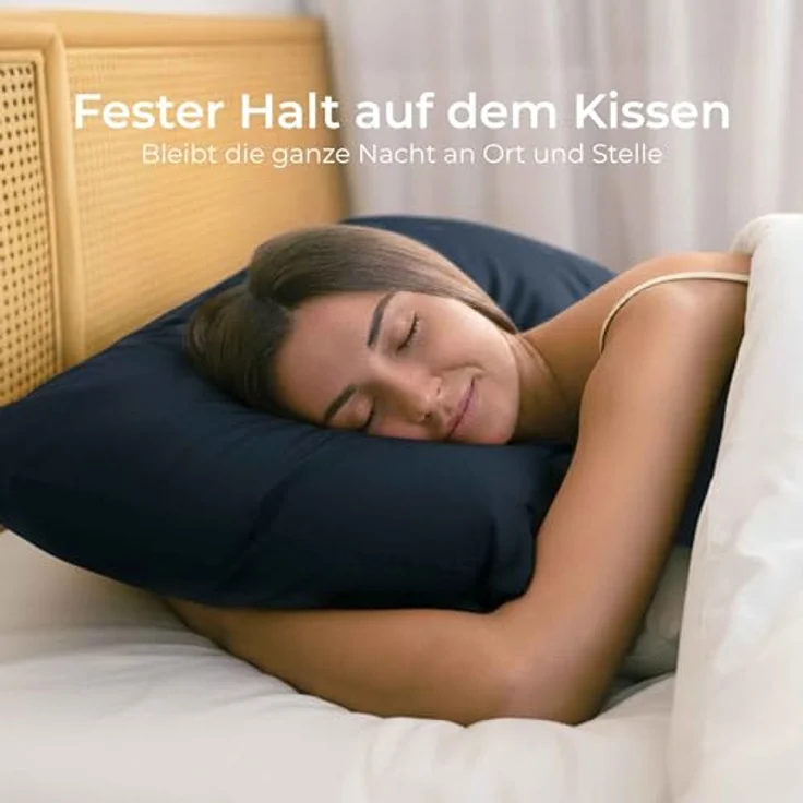 Dreamzie Kissenbezug 50x70 Renforcé Baumwolle (2er-Set) - Dunkelblau - Dicht gewebt mit 57 Fäden/cm² - Kissenbezug 70x50 cm - Oeko Tex Zertifiziert – Bild 8