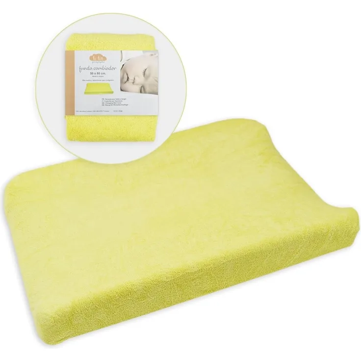 Ti TIN | Wickeltischauflagenbezug aus Frottee-Stoff, 80x50 cm | weicher und saugfähiger Wickelunterlagenbezug, Bezug aus adaptivem elastischem Gewebe, 100% Mikrofaser, Farbe:gelb