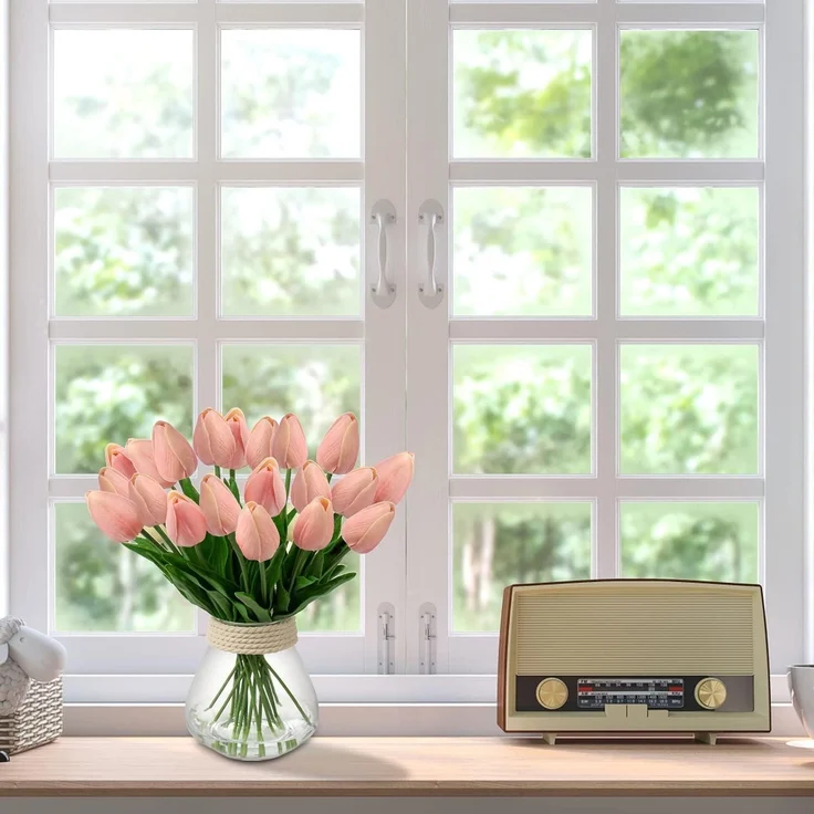 20 Stück Künstliche Tulpen Blumenstrauß Latex Real-Touch Dekoration – Bild 3