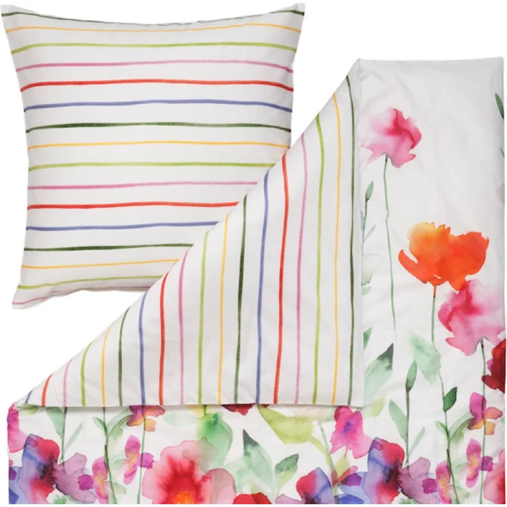 Estella Bettwäsche Aquarell 4703 985 multi Mako Satin 200 x 220 + 2x 80 x 80 cm – Bild 2