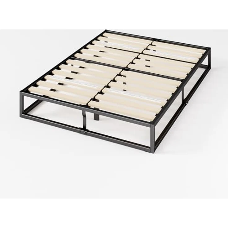 Zinus Joseph Bett 135x190 cm - Höhe 25 cm mit Stauraum unter dem Bett - Plattform-Bettgestell aus Metall mit Holzlattenhalter - Schwarz – Bild 11