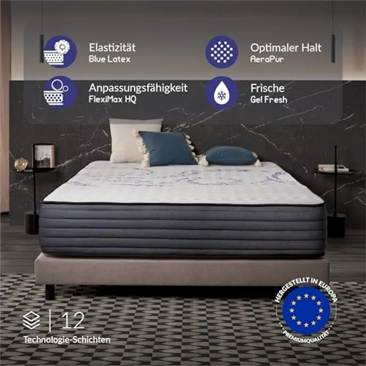 Naturalex | Perfectsleep | Matratze 140x200 cm | 30 cm hoch | Memory und Blue Latex-Technologie Extra Komfort HR | Fester Halt mit Atmungsaktivem Schaumstoff | Ergonomisch Entspannend – Bild 3