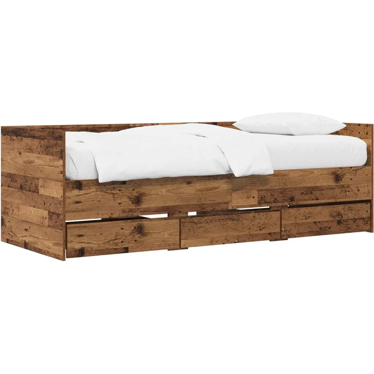 vidaXL Tagesbett mit Schubladen mit Kopfteil Altholz Holzwerkstoff 3429632 – Bild 2