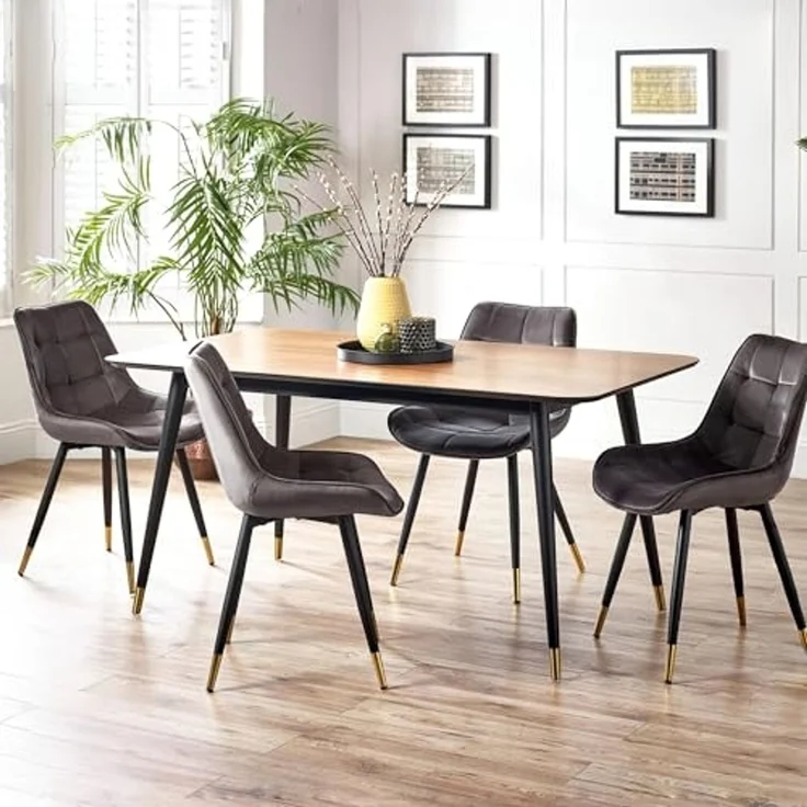 Julian Bowen Rechteckiger Esstisch Findlay, Walnuss und Schwarz, Einheitsgröße – Bild 4