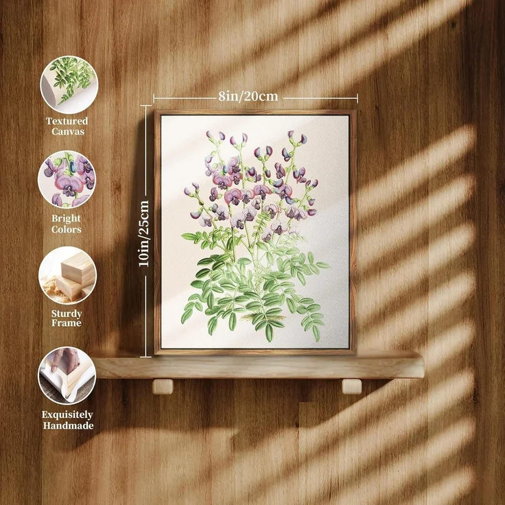 Vintage Botanische Leinwandbilder mit Holzrahmen 20x25cm Wohnzimmer Büro Deko – Bild 4