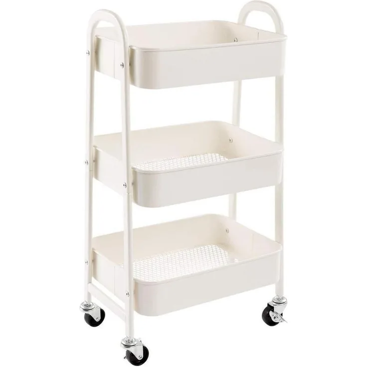 DOEWORKS Rollwagen Metall Servierwagen 3-Etagen Organizer mit