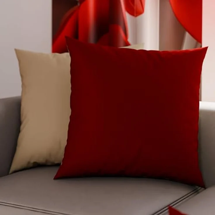 PETTI Artigiani Italiani - 2er-Set Kissenbezüge 80x80 cm aus Mikrofaser, Dekokissen-Bezüge für Schlafzimmer und Sofa, Set mit 2 Kissenhüllen, Wende-Kissenbezug Double-Face Bordeaux Taupe – Bild 1