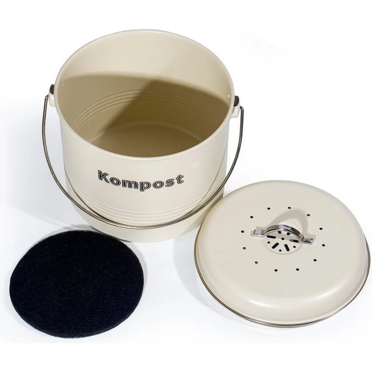 Zedelmaier Biomülleimer Biomülleimer Küche, Bio Mülleimer, Komposteimer Metall, Geruchsdicht mit Aktivkohlefiltern, Biomüll Retro 7L – Bild 2
