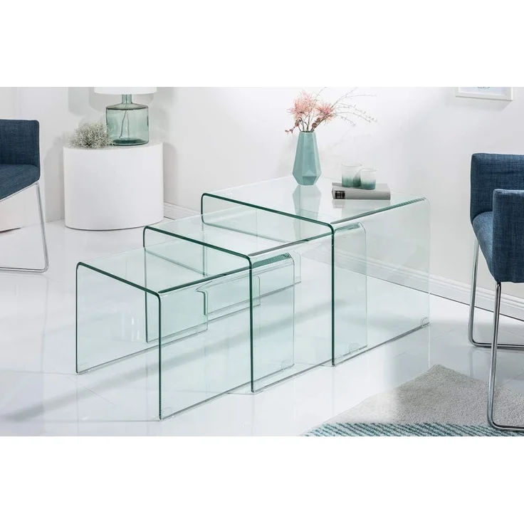 riess-ambiente Couchtisch FANTOME 60cm transparent (Set, 3-St), Wohnzimmer · Glas · eckig · Modern Design – Bild 3
