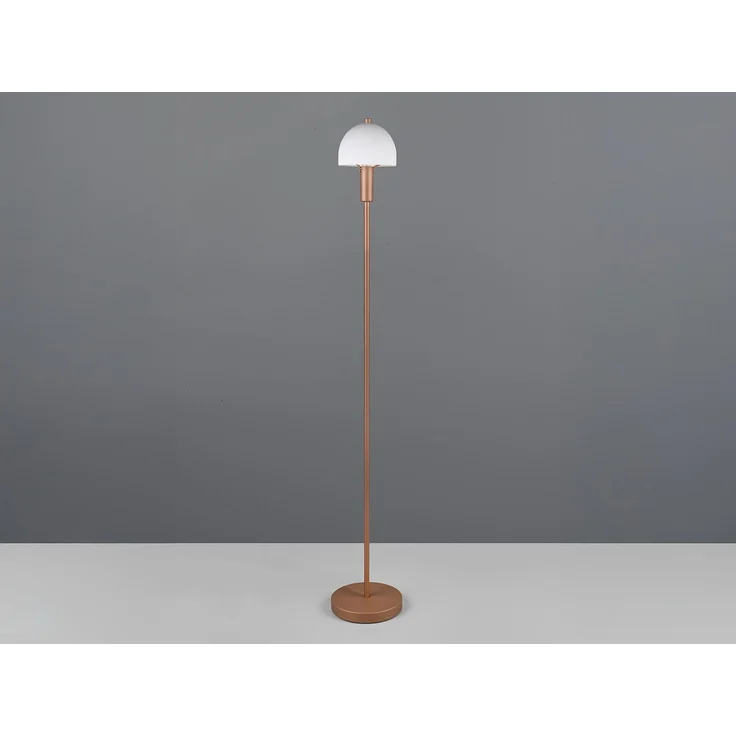 Kleine Stehlampe GLENN Coffee mit Metallfuß und Lampenschirm Glas, Höhe 120cm – Bild 5