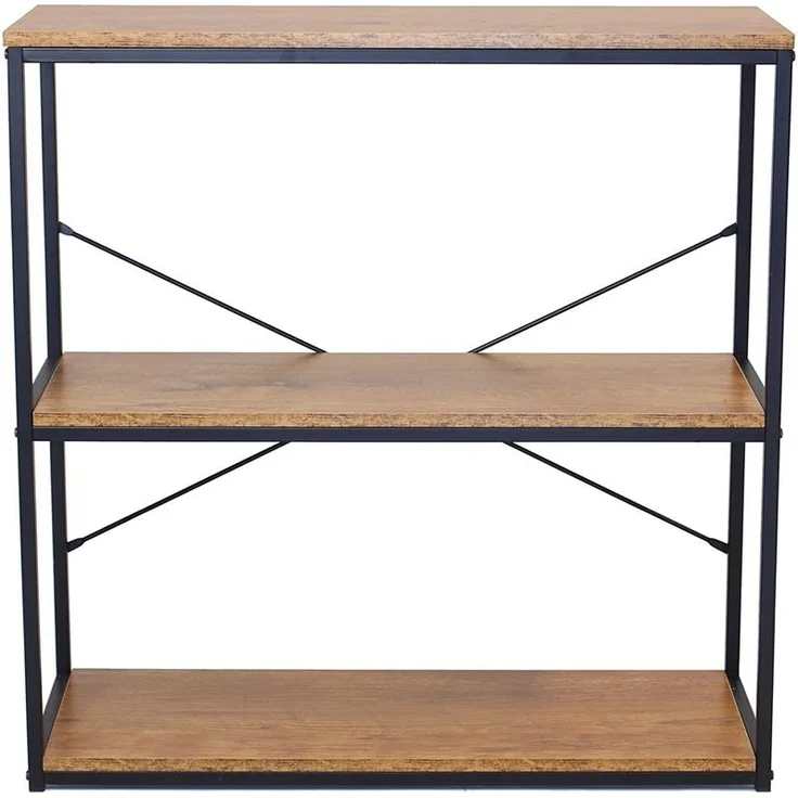 Standregal "Klassik" aus Metall, schwarz & Holz, 3 Ebenen, Bücherregal – Bild 4