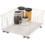 Schrank-Korbauszug für 40 cm Schrank mit Einlegeboden, aus Metall cremeweiß