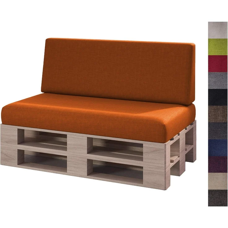 sunnypillow Palettenkissen mit abnehmbarem Bezug Kaltschaum Palettenauflage Palettenpolster Palettensofa Sitzkissen Rückenlehne Indoor Outdoor 2er Set 120x80 Orange – Bild 1