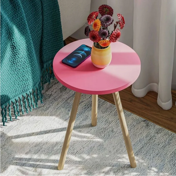 Jungengel Beistelltisch Kaffeetisch Dreibein 9x Farben Holz Ablagetisch Nachttisch Rundtisch, Vintage & Retro, Einfacher Aufbau, TSE, ISO 9001 und FSC – Bild 1