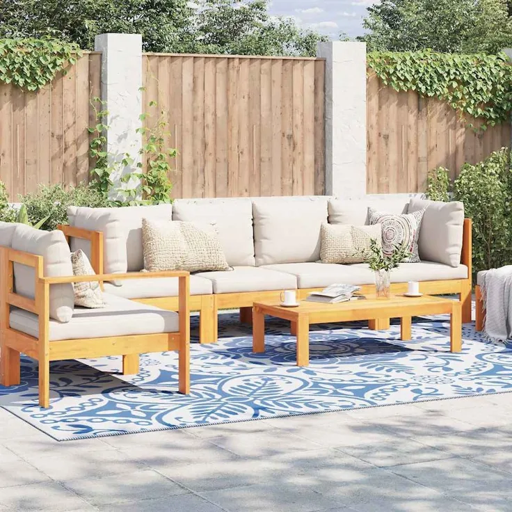vidaXL Outdoor-Teppich Floral ARAKIL Babyblau und Weiß 400 x 300 cm 42003500