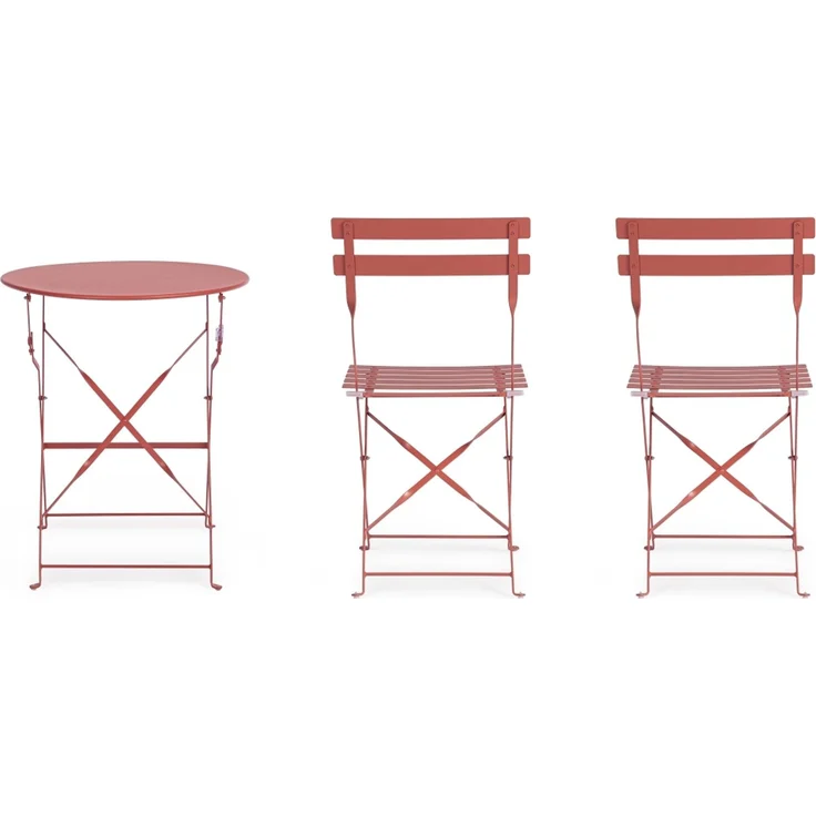 Garten-Set Austin Metall, klassisch klappbar, Terrakotta, Stühle und Tisch für draußen – Bild 8