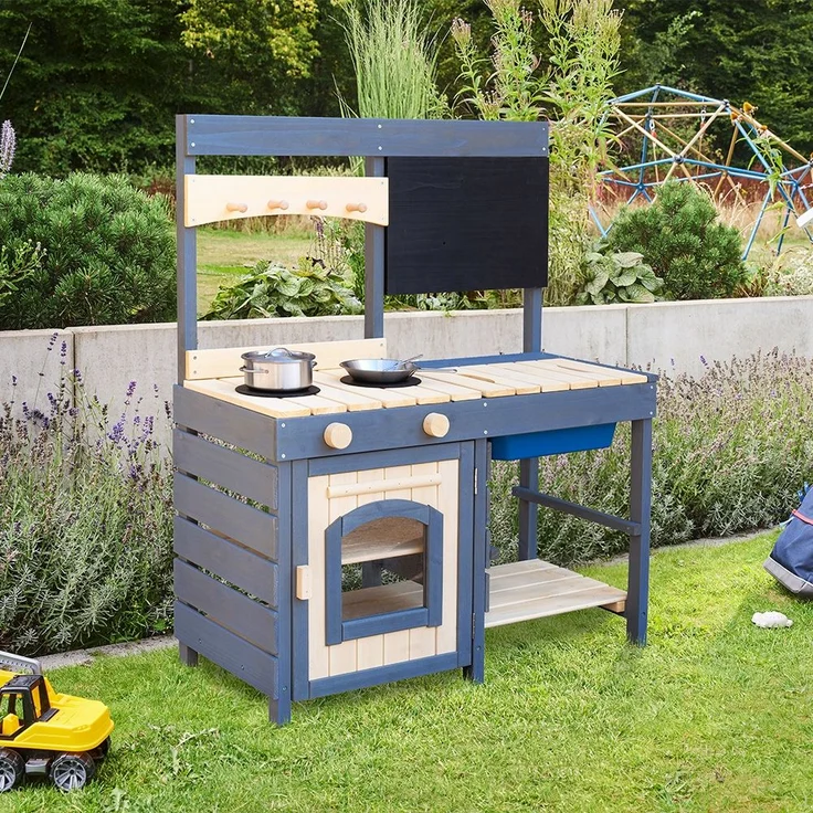 HOME DELUXE Matschküche aus Holz MUDINO - Grau – Bild 1