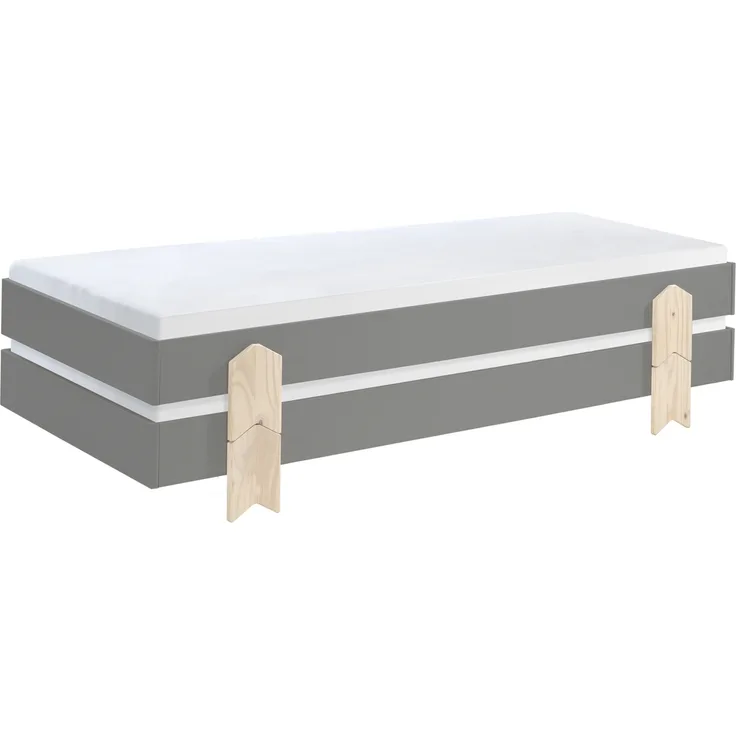 Stapelbett >Moldulo< 2er Set, Lattenrost, grau lackiert - je 203,6x27,5x93,8cm (BxHxT)