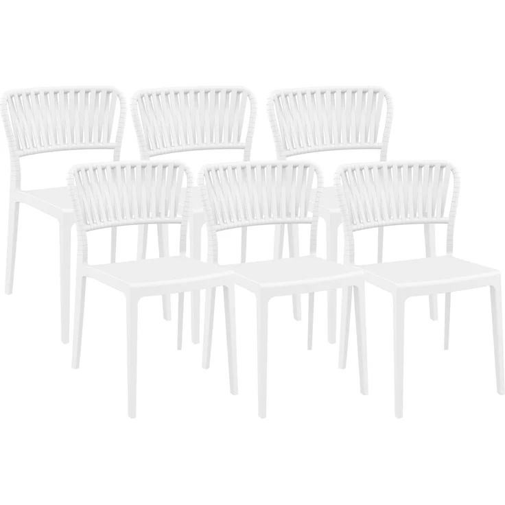 CLP 6er Set Gartenstühle stapelbar Portofino wetterfeste Kunststoffstühle,weiß – Bild 1