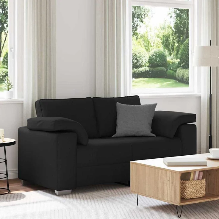 vidaXL Zweisitzer-Sofa Schwarz 160 cm Stoff 4105219 – Bild 1