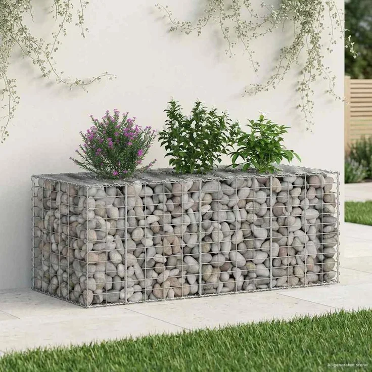 vidaXL Gabionen-Hochbeet 140 x 60 x 55 cm Verzinkter Stahl Silber 42033322 – Bild 1