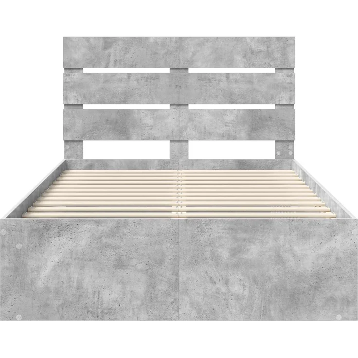 vidaXL Bettrahmen Beton Grau 135 x 190 cm Massives Kiefernholz 3411755 – Bild 6