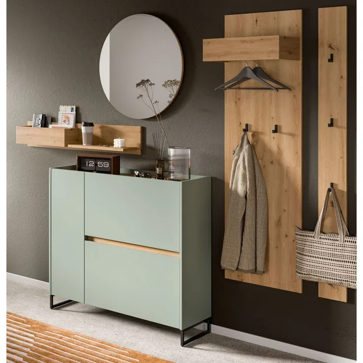 Garderobe Set 5-tlg. Borga in salbei und Eiche 236 cm
