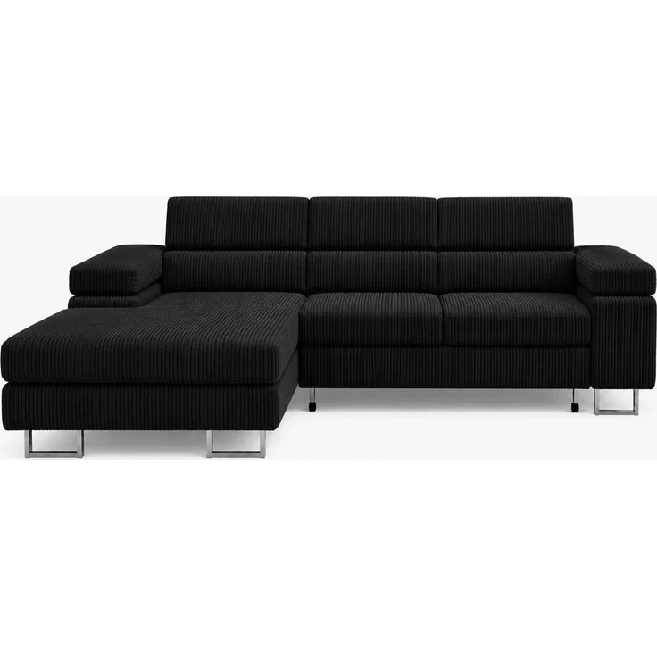 KRISAN MÖBEL Ecksofa PASSANO in Schwarz 275 x 90 x 202 cm, Linke Ausführung mit Schlaffunktion und Bettkasten – Bild 2