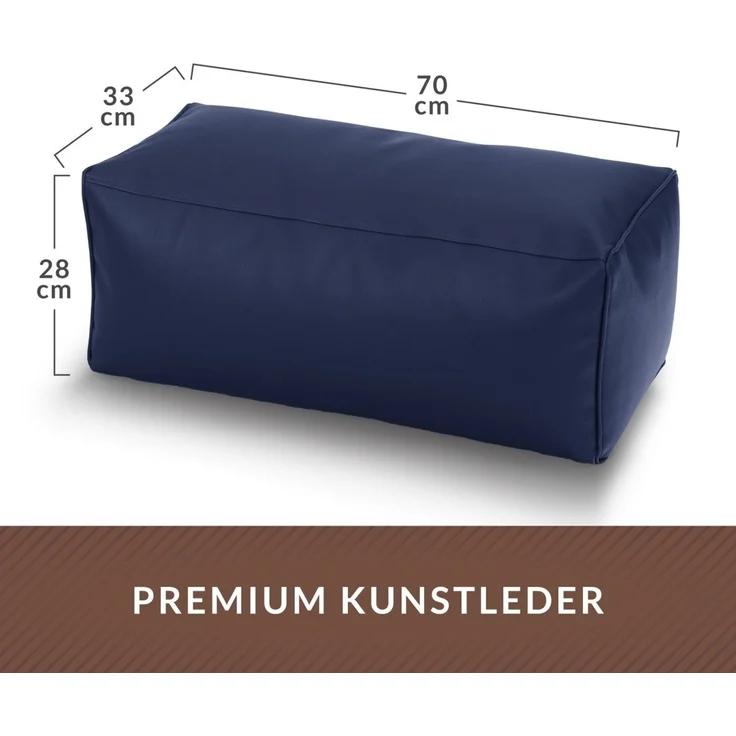 Green Bean® Sitzhocker aus Kunstleder - Pouf mit EPS Perlen Füllung - 70 x 33 x 28cm - perfekte Ergänzung zum Sitzsack - Dunkelblau – Bild 4
