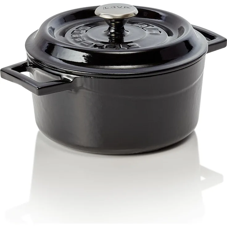 Cocotte Ø 16,5cm schwarz Gusseisen emailliert LAVA CAST IRON