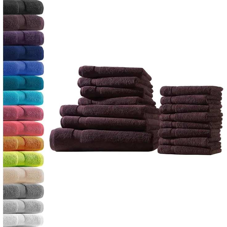 1x Badetuch + 2X Duschtuch + 4X Handtuch + 8X Gästetuch | Kaffeebraun | 100% Baumwolle Frottier | Oeko-TEX® Standard 100 | Premium Qualität 500 g/m²