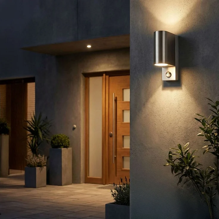 Maxkomfort Außen-Wandleuchte Up & Down Wandlampe mit Bewegungsmelder, Außen & Innen, GU10, ohne Leuchtmittel, Modern, IP44 wetterfest, Bewegungsmelder, exkl. Leuchtmittel – Bild 2