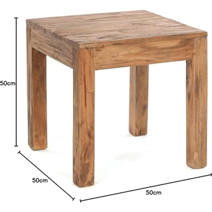 DESIGN DELIGHTS Couchtisch Square 50, vintage Holz, Natur, 50x50x50 cm, Beistelltisch für Wohnzimmer und Leseecke – Bild 3