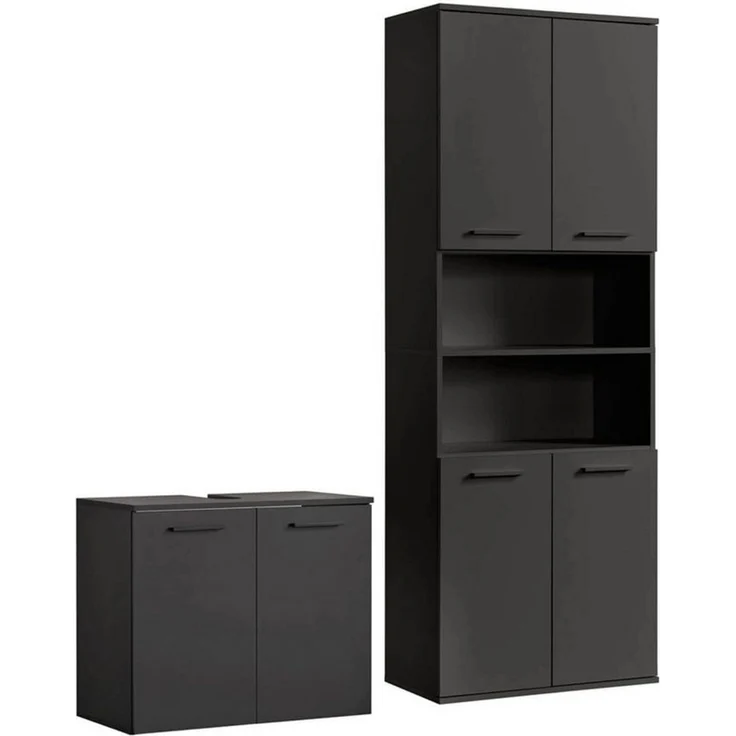 mokebo Badmöbel-Set Der Steuermann, (2-teilig), Unterschrank & Beistellschrank fürs Bad in Schwarz – Bild 5