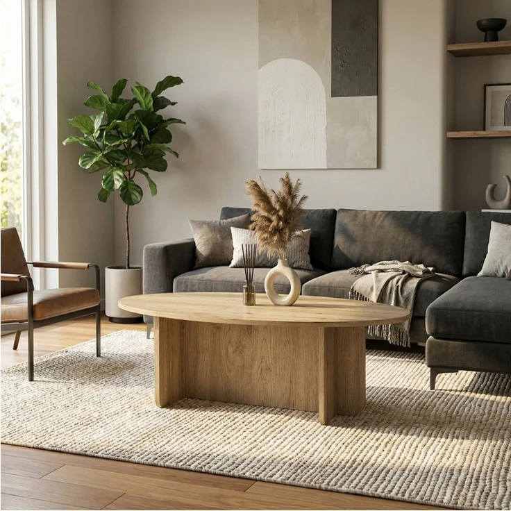 moebel17 Couchtisch Luminous Beige Grau Granitoptik 120x60 cm (Einzeltisch, 1-St, Einzelner Couchtisch), Mit Granitoptik – Bild 2
