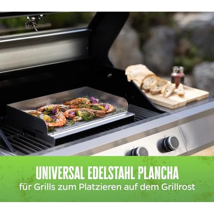 Grillfürst Grillplatte Grillfürst Edelstahl Plancha / Grillplatte / Teppanyaki Pfanne Größe M - 41 x 24,5 cm – Bild 4