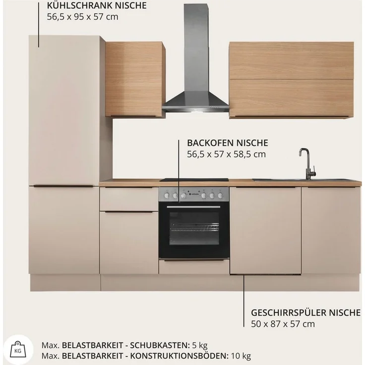 KOCHSTATION Küchenzeile Cocco, Breite 280 cm, wahlweise mit E-Geräten und Induktion – Bild 3