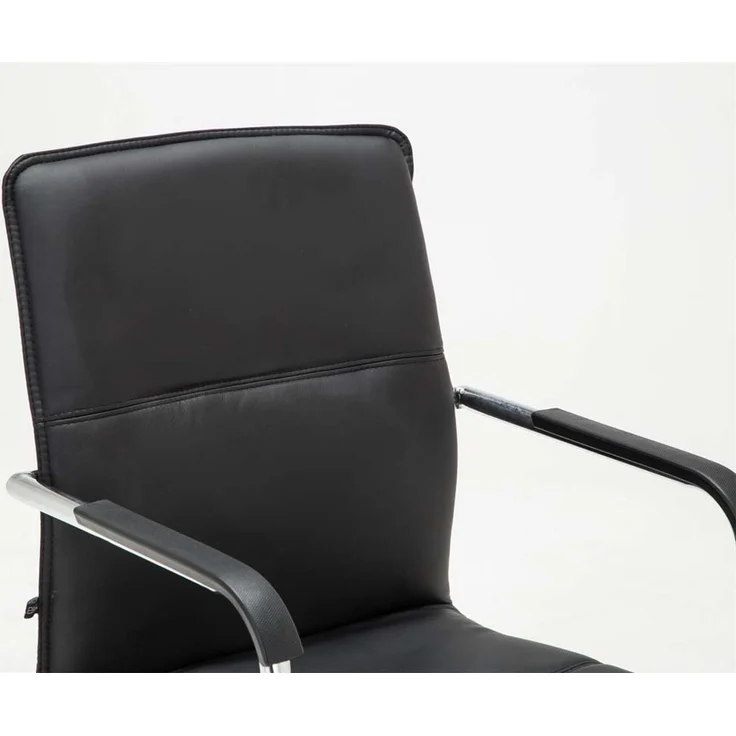 2er Set Besucherstuhl SEATTLE - 92x56x60cm, Schwarz Kunstleder Metall in Chromoptik Gestell Konferenzstuhl Wartezimmerstuhl – Bild 5