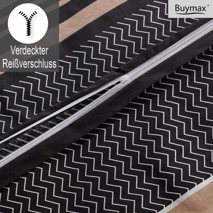 Buymax Bettwäsche Zigo, Renforcé, 4 teilig, Bettbezug-Set 135x200 cm 100% Baumwolle mit Reißverschluss, Streifen – Bild 4