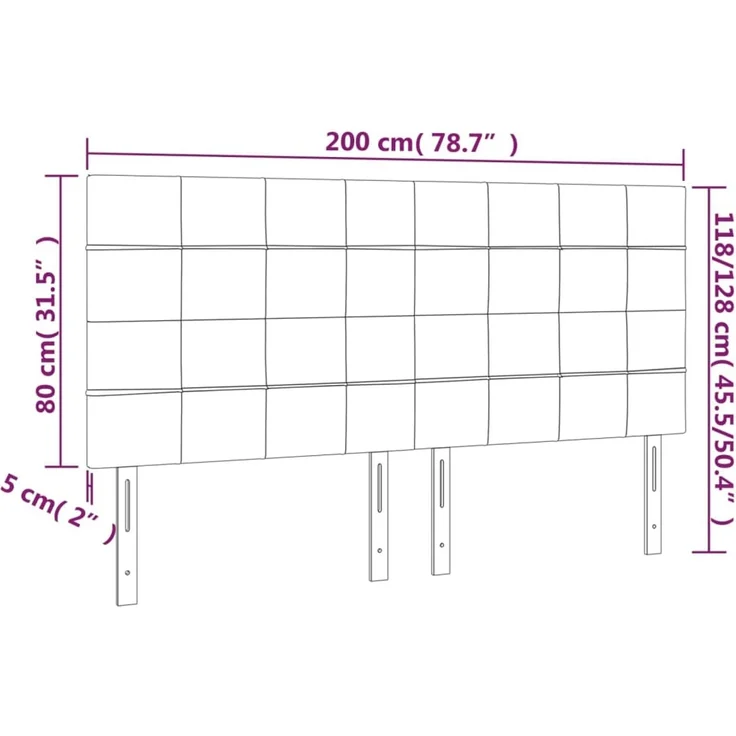 vidaXL Kopfteile 4 Stk. Hellgrau 100 x 5 x 78/88 cm Stoff 3116354 – Bild 8