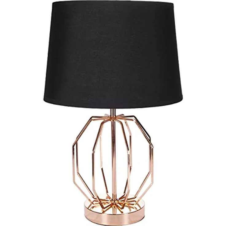 BRUBAKER Vintage Gitter Muster Tisch- oder Nachttischlampe, moderne Metallleuchte in Gold Schwarz, 45 cm Höhe – Bild 2