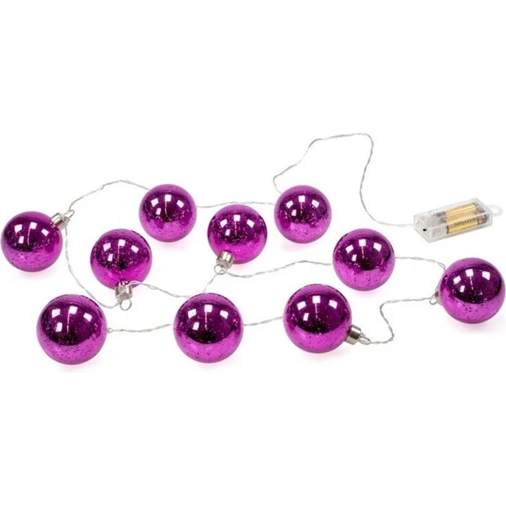 kamelshopping LED-Lichterkette LED Lichterkette mit 10 beleuchteten Weihnachtskugeln, Kugeln aus Glas mit Muster, ca. 180 cm lang – Bild 3