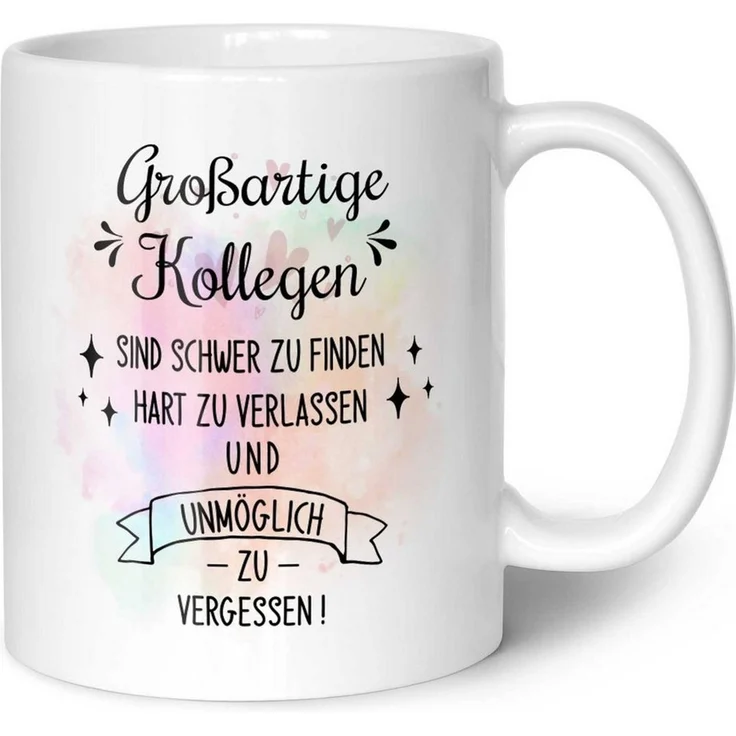 GRAVURZEILE Tasse mit Spruch - Großartige Kollegen - Abschiedsgeschenk für die Kollegen, Keramik, Farbe: Weiß – Bild 2