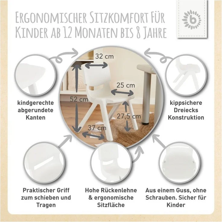 Kinderstuhl, aus recycelbarem Polypropylen, in weiß, von Bieco – Bild 2
