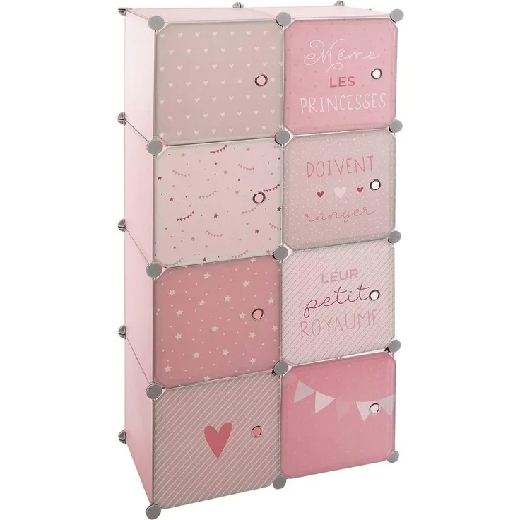 Atmosphera Kinderkleiderschrank, 64 x 31 x 124 cm, Rosa, 5 Fächer und 1 Kleiderstange