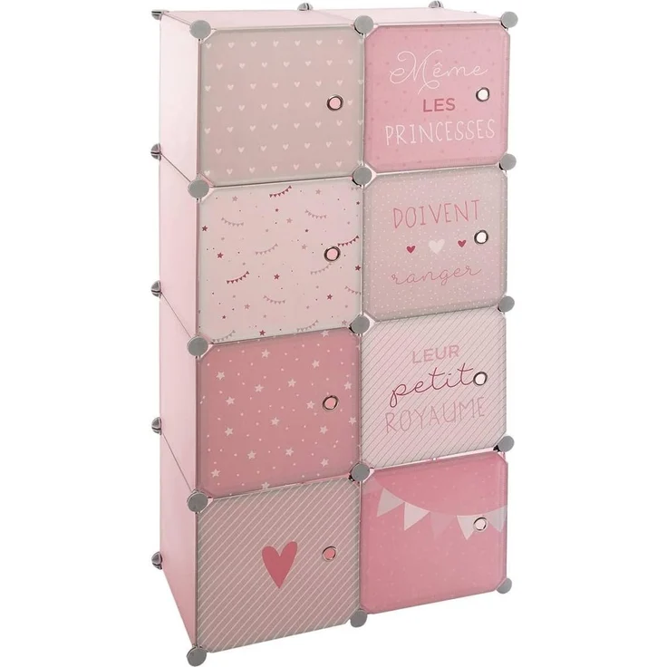Atmosphera Kinderkleiderschrank, 64 x 31 x 124 cm, Rosa, 5 Fächer und 1 Kleiderstange – Bild 1