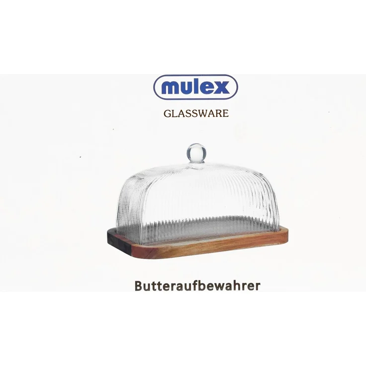 Butterdose mit Glasdeckel & Holzplatte - 16 x 10 x 10 cm – Bild 5