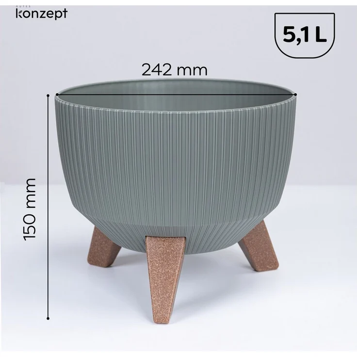 KONZEPT Blumentopf Pflanzschale 24/29cm Blumentopf mit Füßen, mit Wasserabfluss-Einsatz, wetterfest & UV-beständig, Übertopf für Innen & Außen – Bild 2