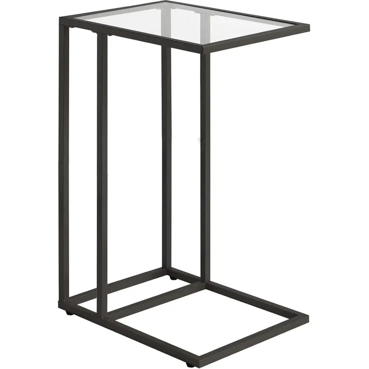 Beistelltisch Laptoptisch Glastisch Schwarz Hartglas Metallgestell