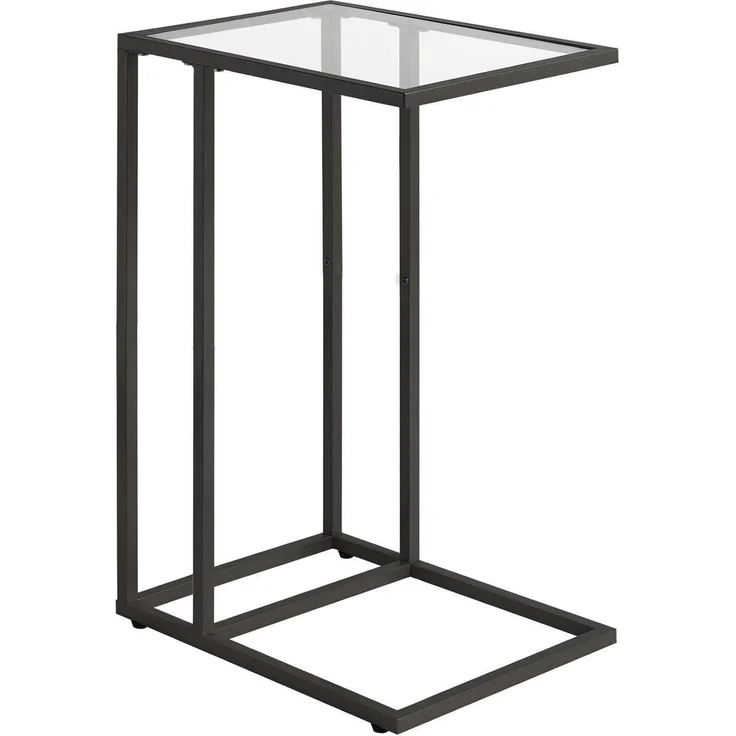 Beistelltisch Laptoptisch Glastisch Schwarz Hartglas Metallgestell – Bild 1